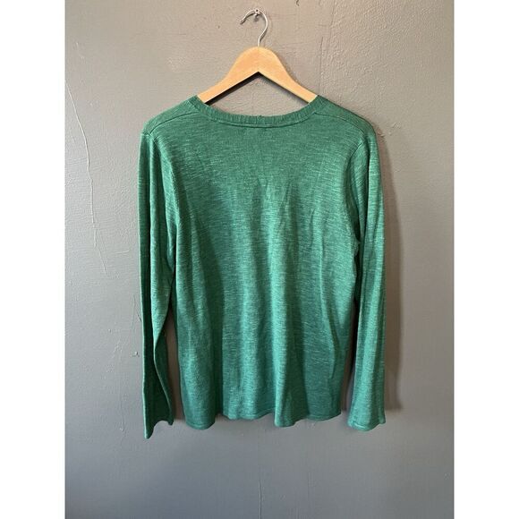 J. Jill Womens Green V-neck Long Sleeve Knit Pullover Sweatshirt Size Large - Picture 2 of 3